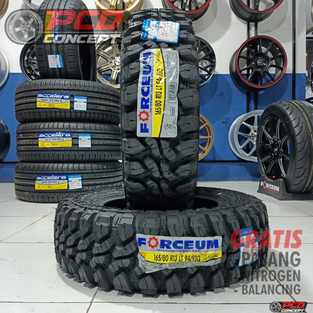 BAN MOBIL STANDAR R13 RAGI CANGKUL TYPE FORCEUM MT 08 TUBLES DAN BERKUALITAS / FORCEUM M/T 08 PLUS 1