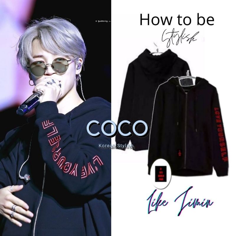 Hoodie resleting jimin bts love yourself tour