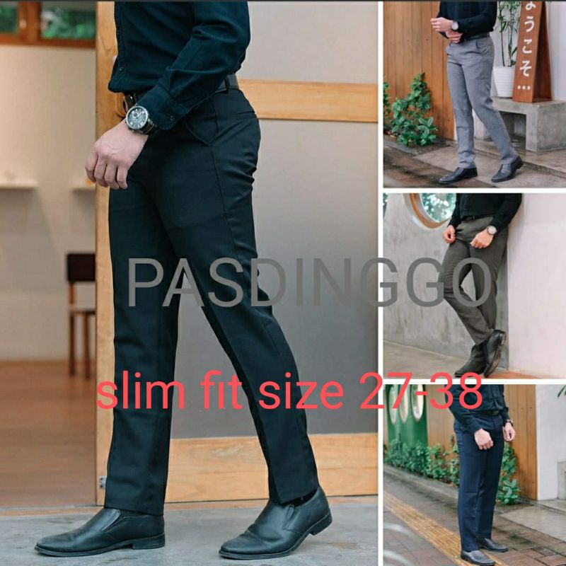 CELANA KANTOR FORMAL PRIA SLIMFIT BAHAN DASAR KAIN WOLL