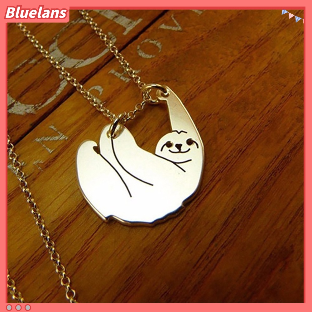 Bluelans Lovely Cartoon Sloth Pendant Necklace Unisex Jewelry Sweater Long Chain Decor