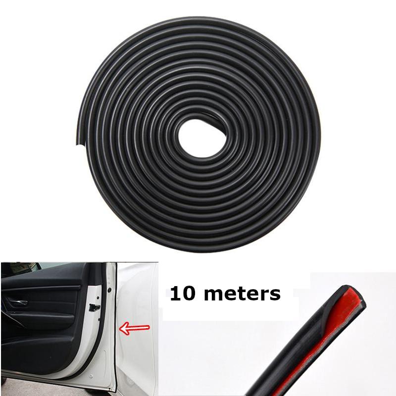 10M Car Door Edge Rubber Scratch Protector Strips /Adhesive Automotive Rubber Weather Draft Seal Strip Weatherstrip /Car Styling Mouldings / Protection Side Doors Moldings Adhesive Scratch Protector