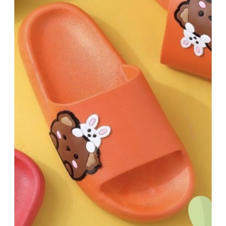 [NEW] Sandal Slop Jelly Anak Remaja Cewek Simple Bunny Bear Beruang Brown Lucu Cute Cantik MGR Mokaya Balance (2228)/Size30-35