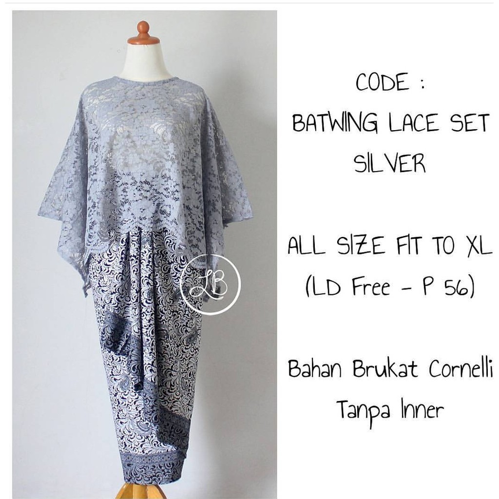 SB Collection Stelan Kebaya Dyah Brukat Blouse Batwing dan Rok Lilit Maxi Batik Wanita