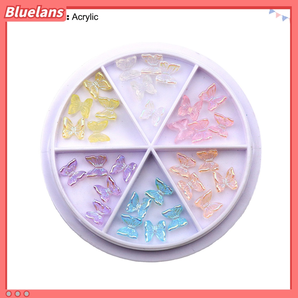 (In Stock) Kacamata Hitam Lensa Warna Warni ♡1 Kotak Ornamen Pita Aurora 3D Bahan Akrilik Glitter Untuk Dekorasi Kuku Wanita