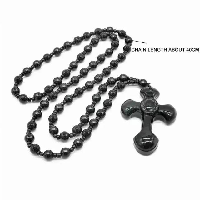 KALUNG SALIB BATU OBSIDIAN HITAM IMPORT