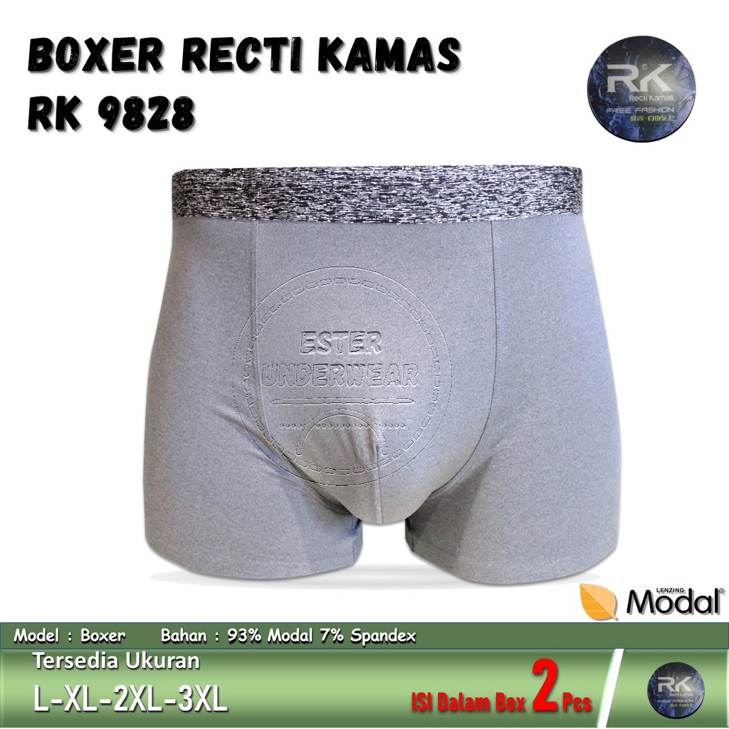 Celana Boxer Pria RECTI KAMAS RK 9828 Isi 2Pcs