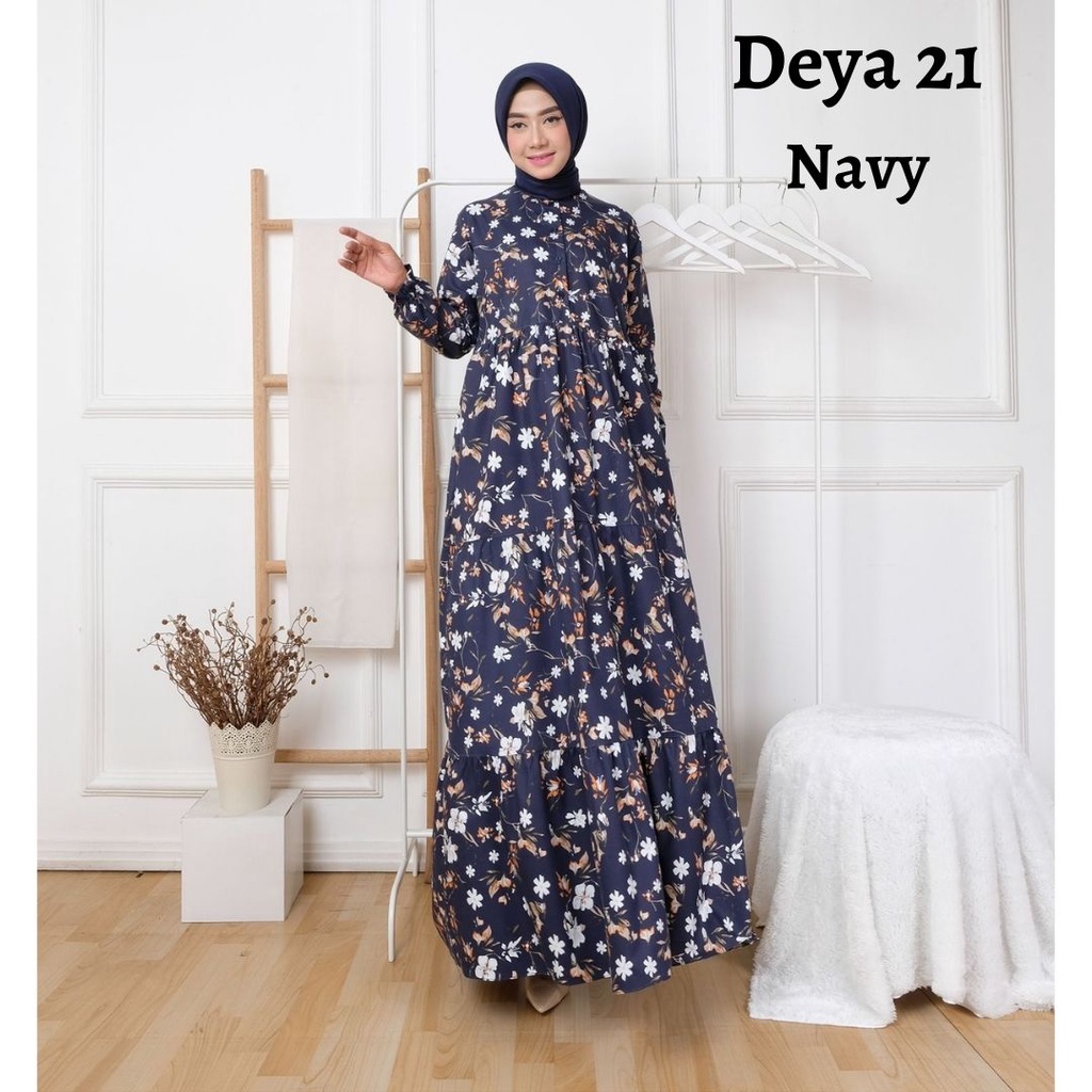 ABA AGEN BAJU HOMEY DRESS GAMIS DEYA BAHAN KATUN-DEYA 21 NAVY