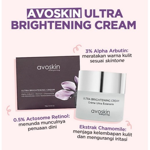 Avoskin Ultra Brightening Cream 10gram / Cream Pencerah Wajah / Moisturizer Kulit Kusam
