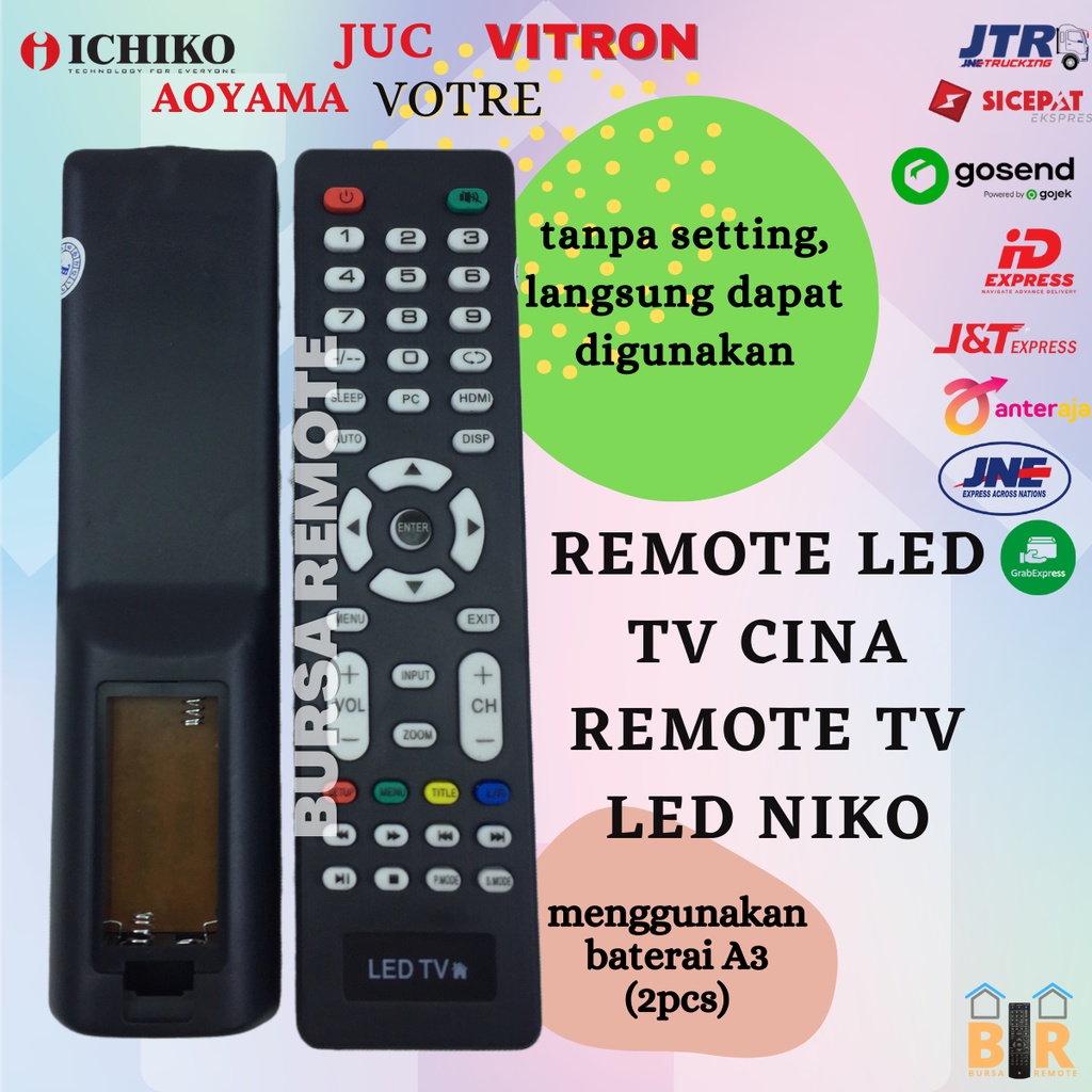 Remot Remote TV lcd led cina JUC / ikedo / aoyama FullColor ecer dan grosir