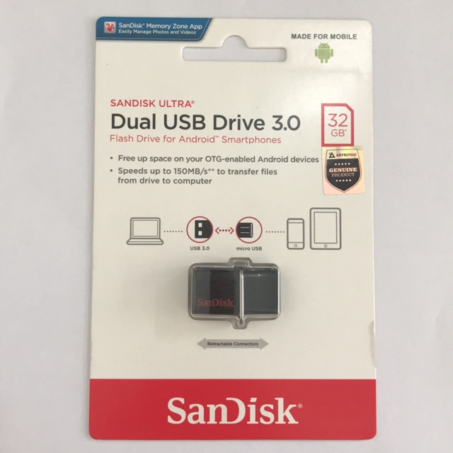 SANDISK OTG 16GB 32GB ULTRA DUAL USB DRIVE 3.0 FLASHDISK FOR ANDROID SMARTPHONE