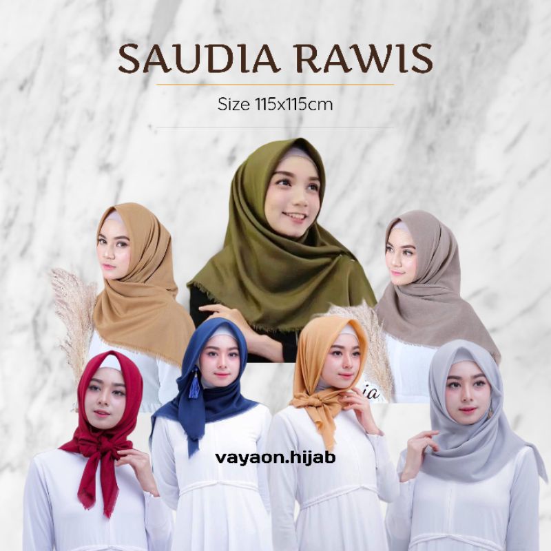 HIJAB SAUDIA RAWIS premium segiempat / jilbab saudi segitiga ansania  saudia segi 4 empat rawis sekolah vayaon hijab