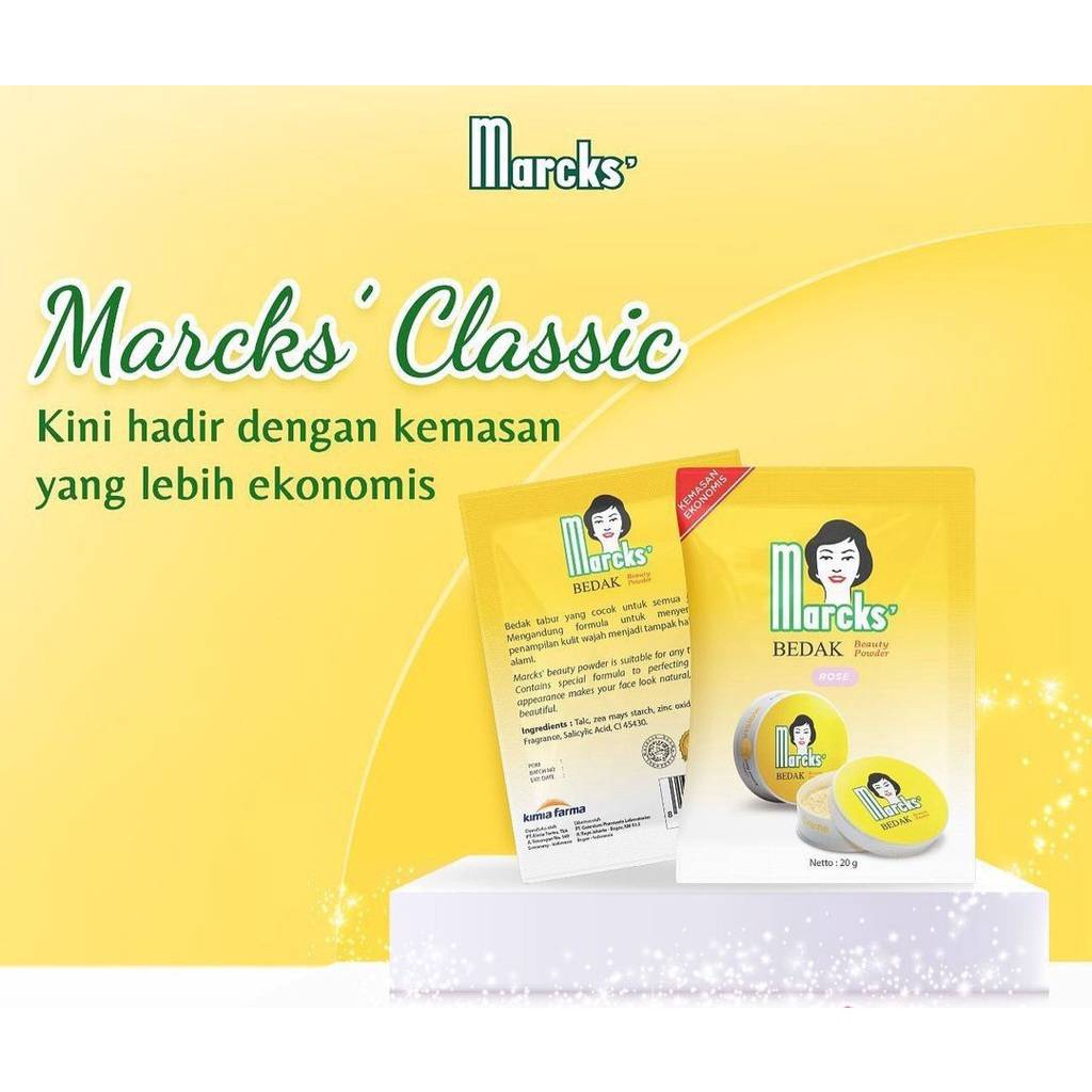 MARCKS Bedak Tabur Beauty Powder Classic Sachet Refill 20gr