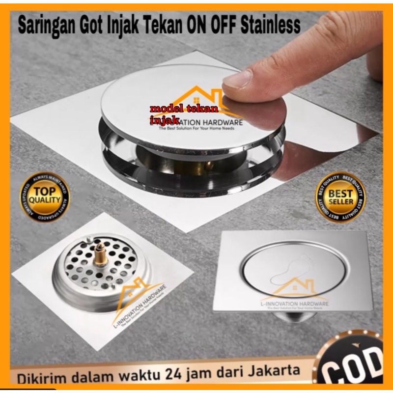 Saringan Got Kamar Mandi Injak Stainless 304/ Floor Drain SARINGAN GOT MODEL INJAK STAINLESS STELL Saringan got injak tekan stanlis Floor Drain Anti Bau Saringan got anti tikus stanlis 4&quot; floor drain saringan kmr mndi afur kmr mandi saringan got injak