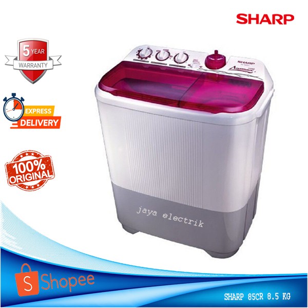 mesin cuci 2 tabung SHARP EST 85 CR Aquamagic Strong Body Low Watt Big Pulsator 8.5 KG