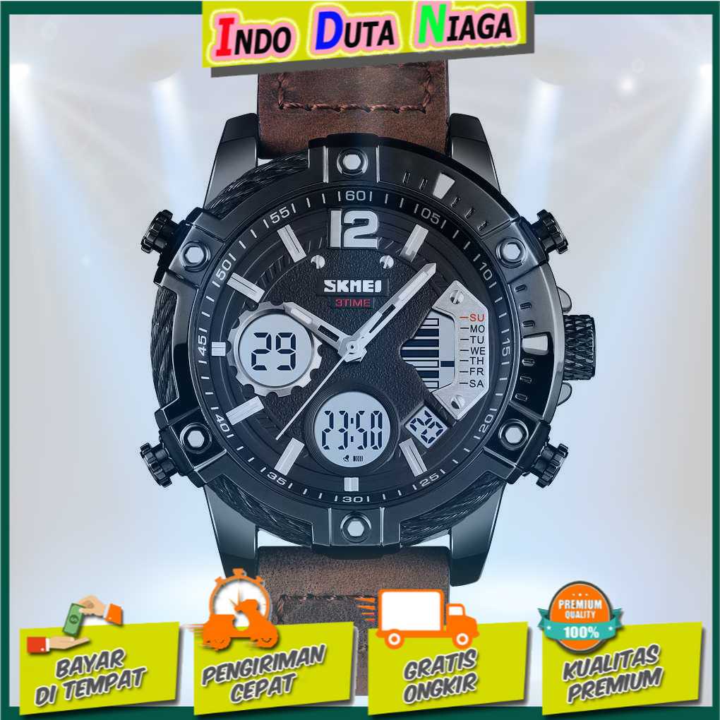 IDN - SKMEI Jam Tangan Digital Analog Pria Strap Kulit - 1618