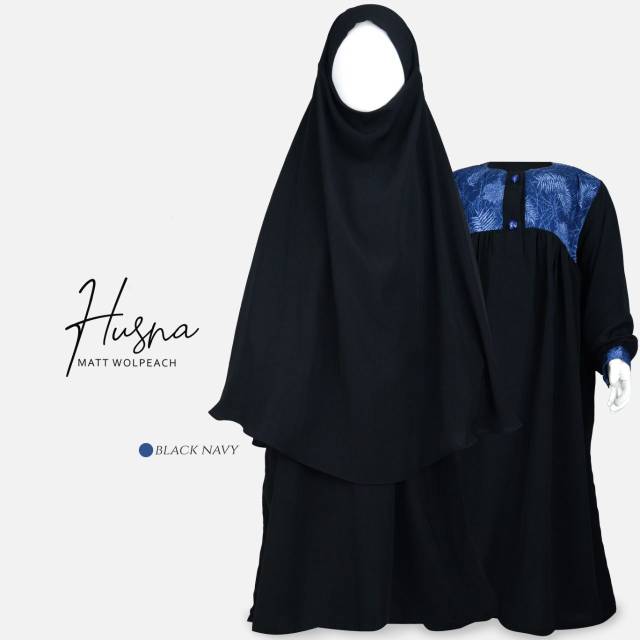 Set gamis french khimar anak warna hitam karet di bagian dagu dan khimar sekaligus bisa jadi cadar