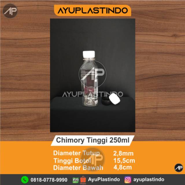 Botol plastik chimory tinggi 250 ml/ harga utk 100 pcs