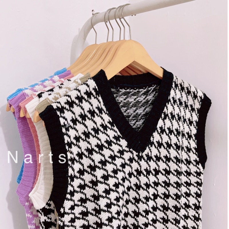 Houndstooth Vest / JENNIE Vest Rajut / TERMURAH !!!!!!!