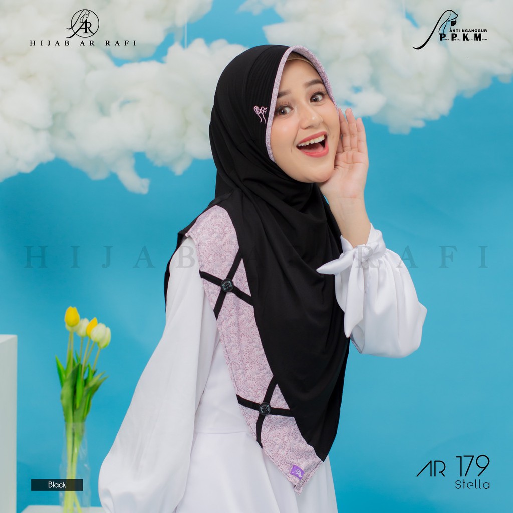 Terlaris Hijab Arrafi AR 179 Jilbab Bergo Instant Antem Eskudo Ar Rafi  List Motif Kerudung Stella-3