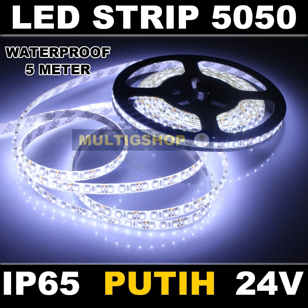 Led Strip 5050 24v Ip65 Putih Waterproof 5 Meter Indonesia