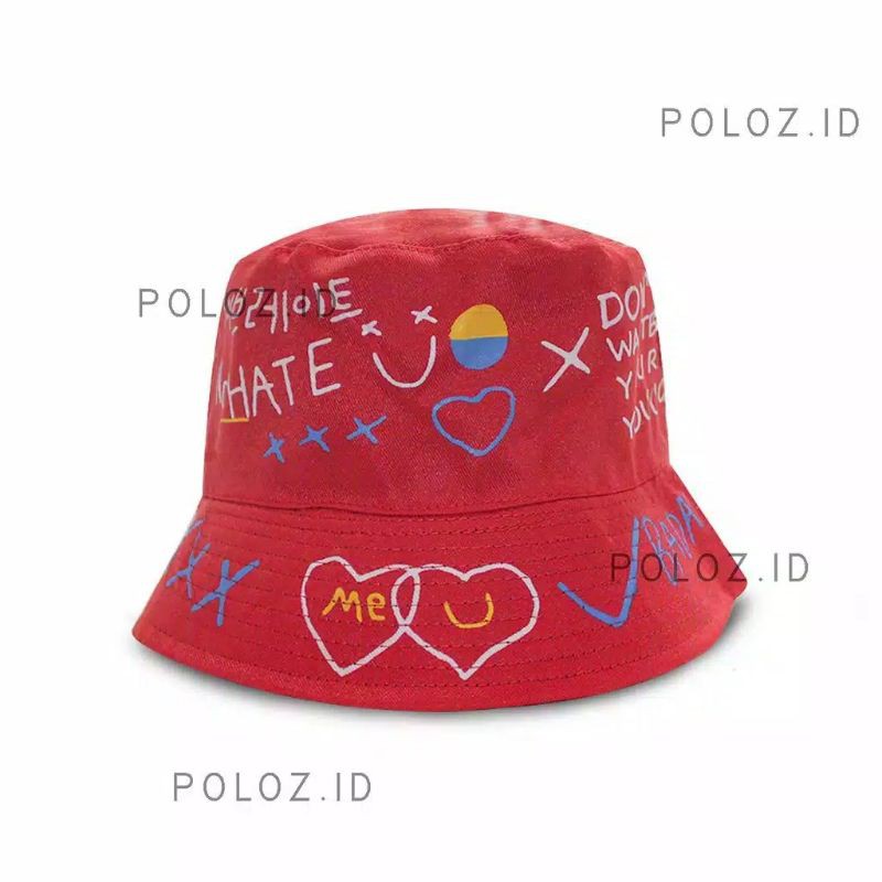 TOPI KOREA BUCKET SABLON BADAS ANAK PREMIUM BUCKET