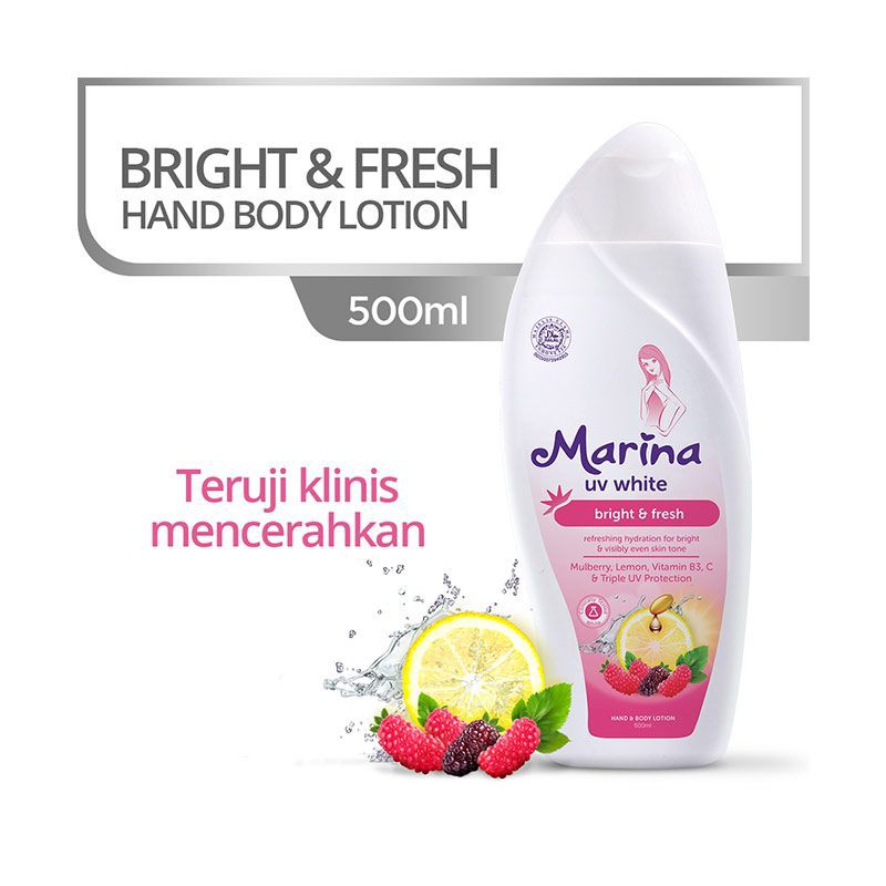 Marina UV White Hand Body Lotion 460ml Bright &amp; Fresh