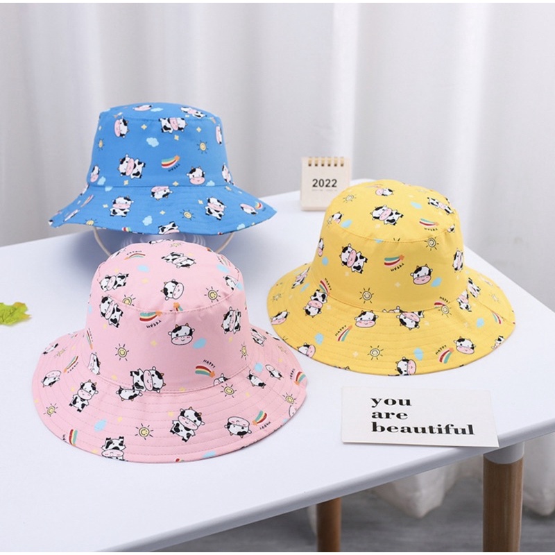 2 3 4 tahun Topi Bucket Nelayan Anak Import Model Sapi Rainbow and Sun