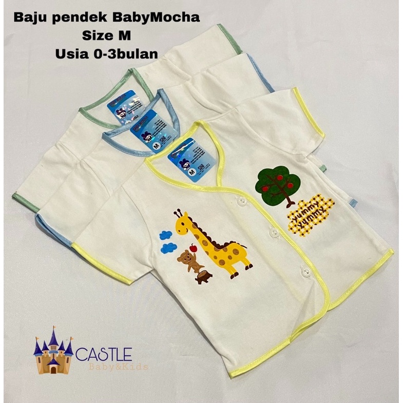 Castle - isi 3pc Atasan BabyMocha Baju Bayi NewBorn 0-3m / 3-6m Baju Putih Bis Pendek Panjang