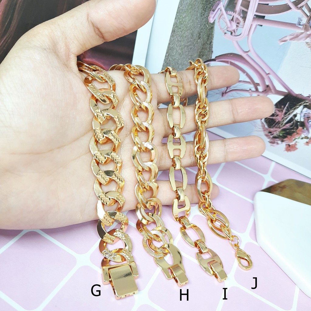 Gelang Xuping Sisik Naga Besar Rantai Ukir Bunga Lapis Emas - BB362