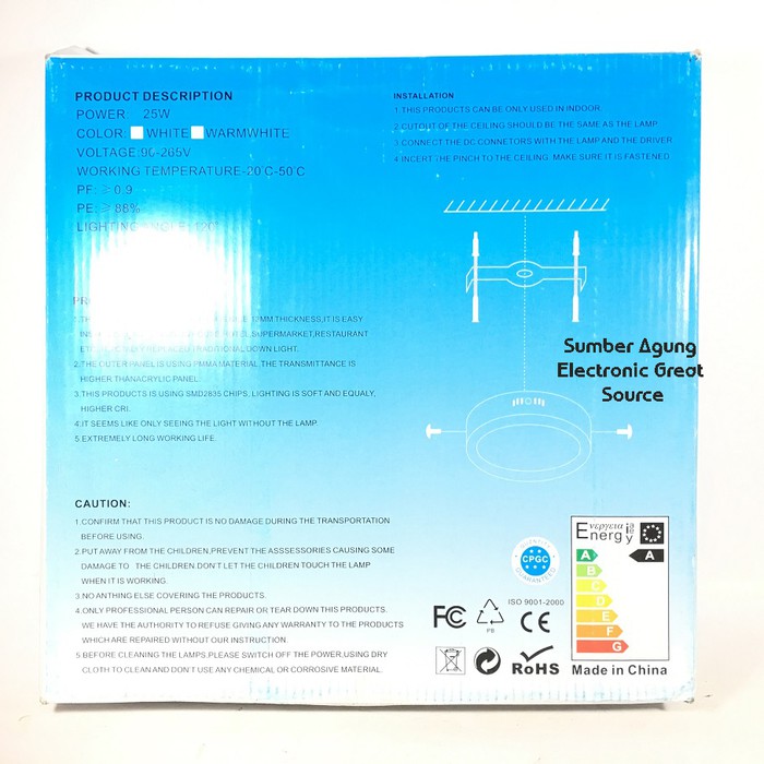 Downlight Panel LED Tempel Lebar 25W Cahaya OB Bulat 30cm Emico