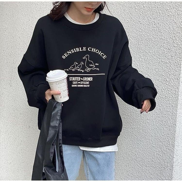 Sweater Crewneck Sensible Choice  - Allsize - Bahan Fleece tebal dan lembut - Outfit Wanita Dan Pria