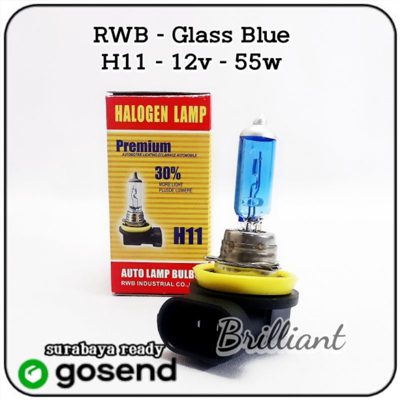 Bohlam Halogen Xenon Blue Glass - RWB - H4 / H3 / H11 / 9012 HIR2 / HB4 / H27 881