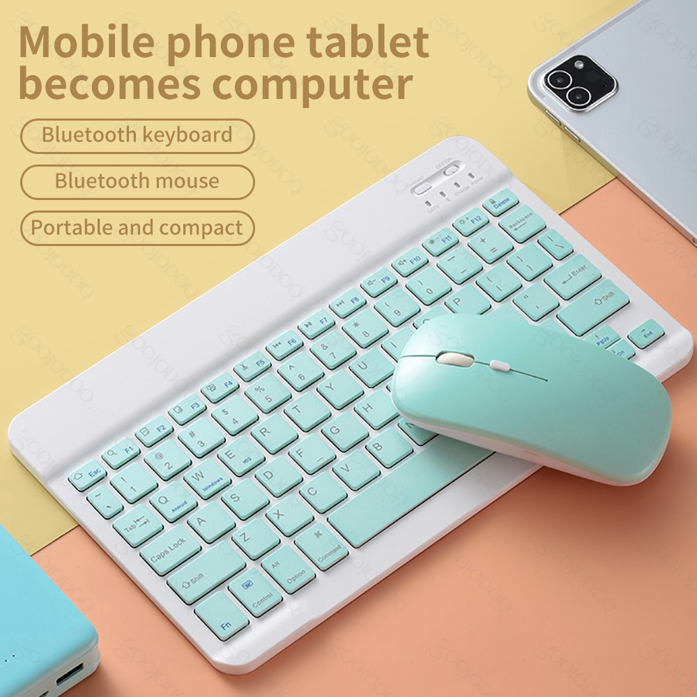 10 in   ch Wireless Bluetooth Keyboard Mouse Set Lightweight