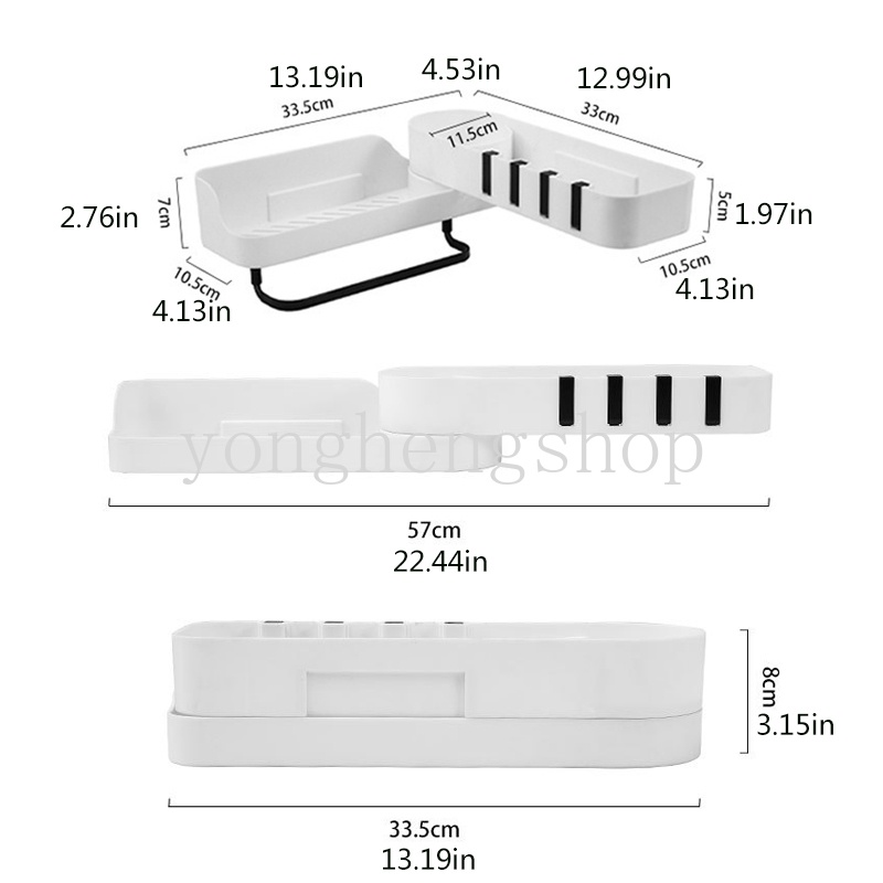 Rak Penyimpanan Model Tempel Dinding Dengan Kait Untuk Dapur / Kamar Mandi