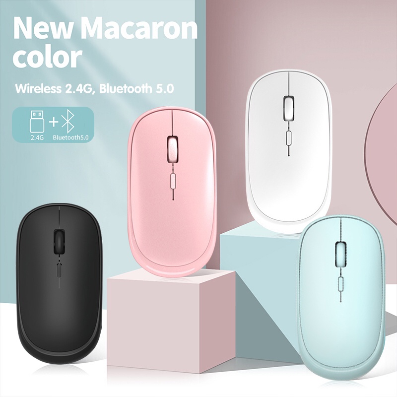 Wireless Bisukan Mouse Slim Tipis 2.4G Optical Mouse Gaming Macaron Dengan Untuk PC Laptop