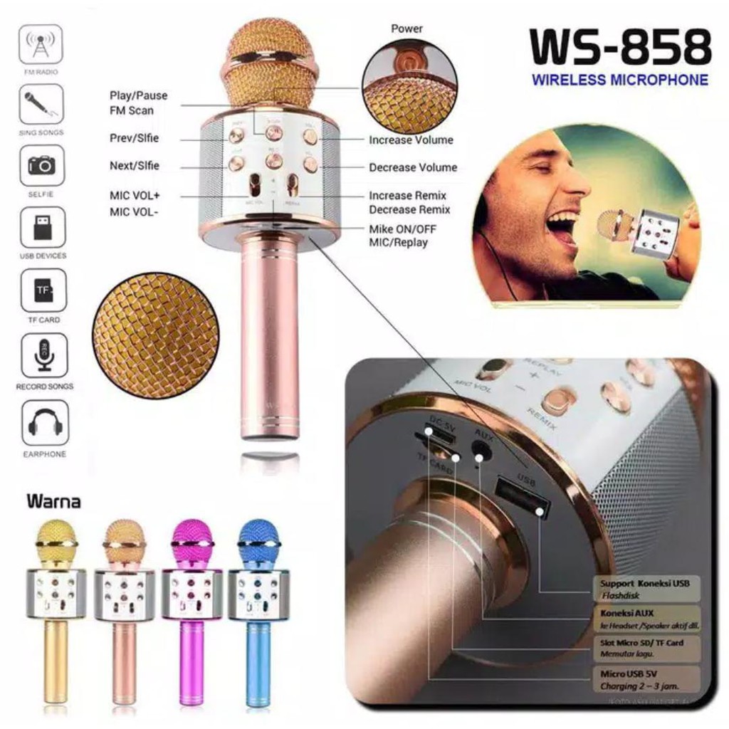 Микрофон ws 858 инструкция на русском языке. WS-858 Wireless Microphone. Микрофон автономный "WS-858". Микрофон Wster WS 858. Караоке микрофон Wster WS 858 инструкция.