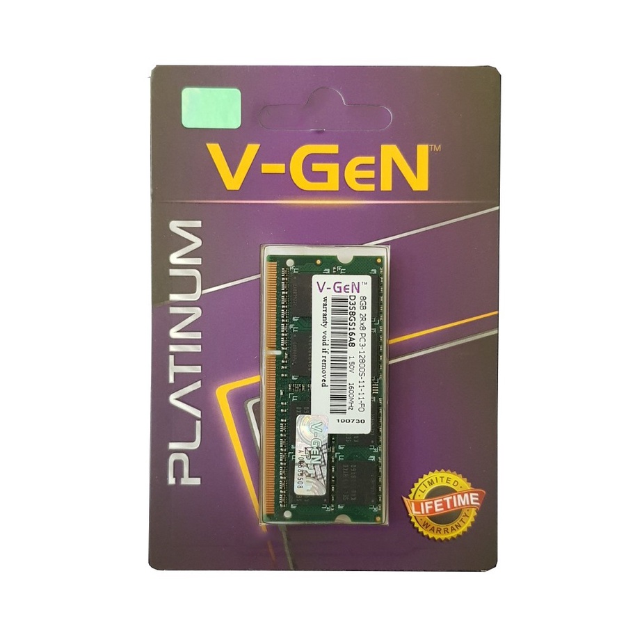 Ram Laptop VGeN Ddr3 8gb pc12800 1600Mhz V-GeN Sodimm Platinum DDR3L