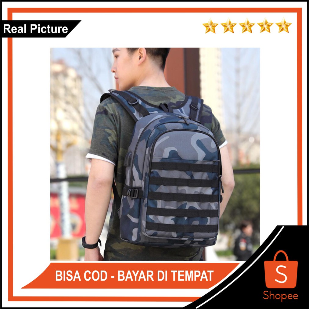 Tas Ransel Sekolah Travel Army usb Backpack Pubg 670SH240