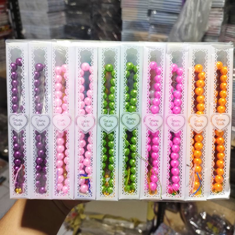 Isi 50 Pcs Souvenir Pernikahan Tasbih mutiara Glosy Kemas Mika Souvenir Pernikahan Murah Unik Souven