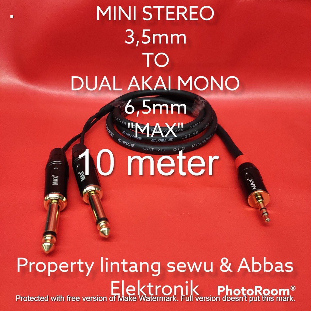 KABEL JEK MINI STEREO 3.5MM TO DUAL AKAI 6.5MM MAX 10 METER