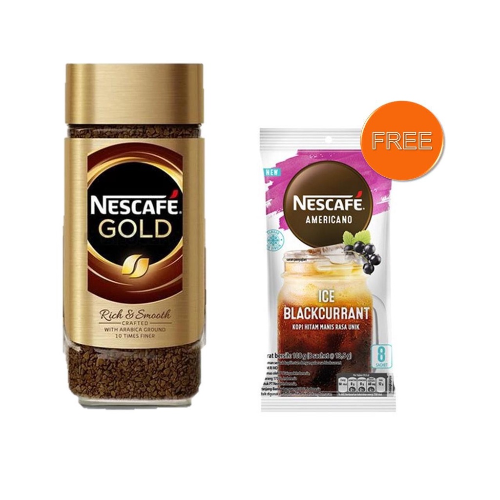 

FRESHH NESCAFE GOLD Kopi Instan Kopi Hitam Jar 100gr FREE NESCAFE Americano Ice Blackcurrant 8 x 13.