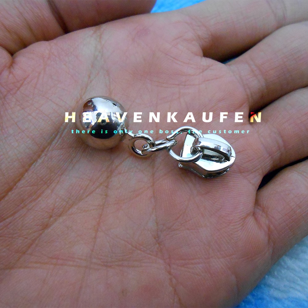 Kepala Resleting Silver Nikel No 5 Variasi Bandul Bulat