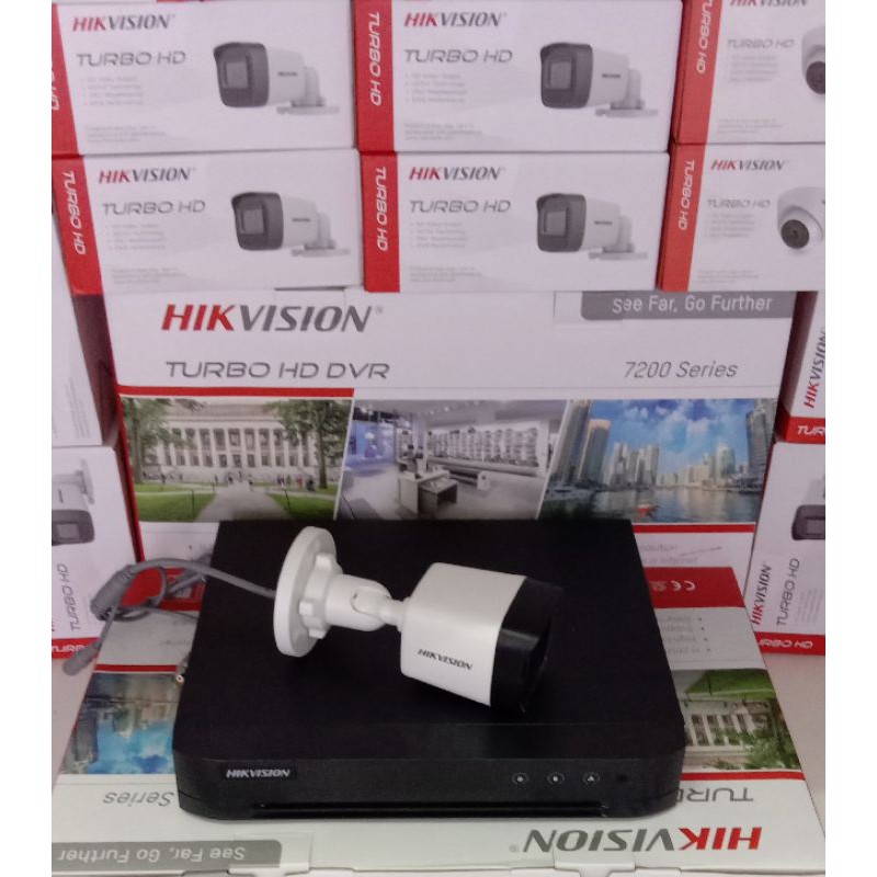 PAKET CCTV HIKVISION 5MP MURNI 4 CHANNEL + 1 KAMERA ( PILIH OUTDOOR ATAU INDOOR)