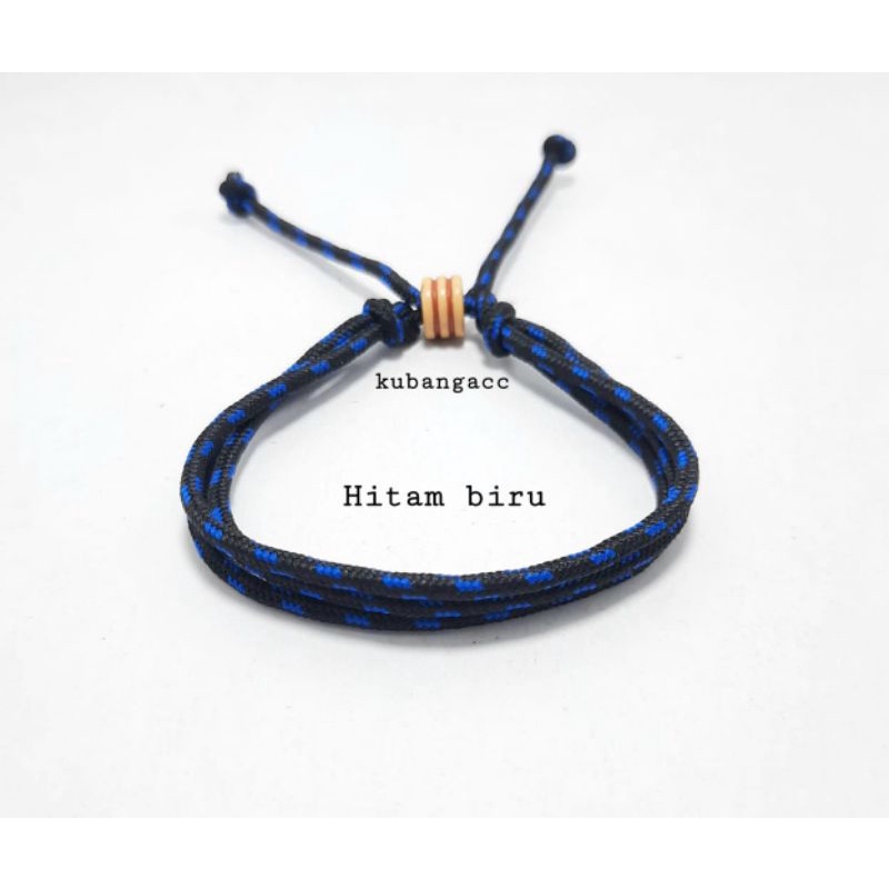 promoooo.gelang prusik 3 rangkap, gelang prusik keren,gelang cowok/cewek, gelang tali. gepang murah,-Htam biru