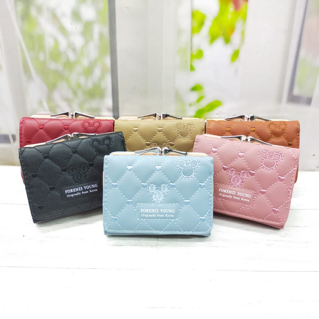 Dompet wanita kecil forever young lipat penutup kunci behel korea