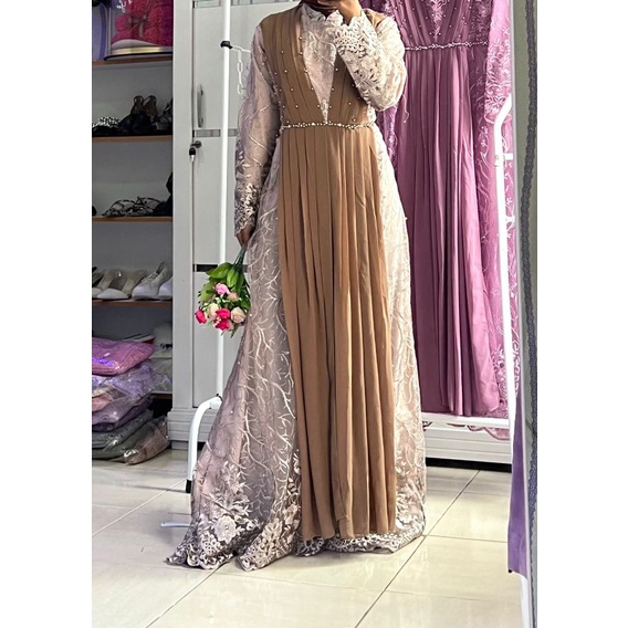 [ijuf] gamis brukat dress raya mutiara alunicorn puthic vanesa shella