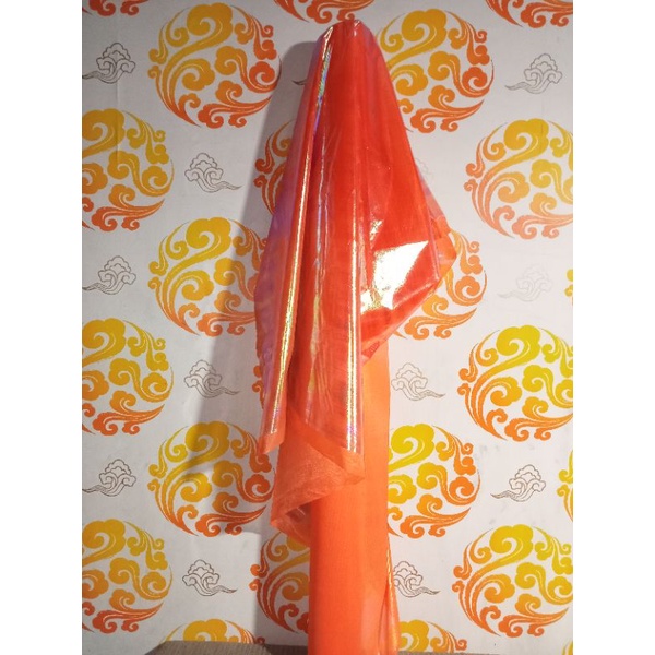 Bahan Kain Metalik Laminating Orange