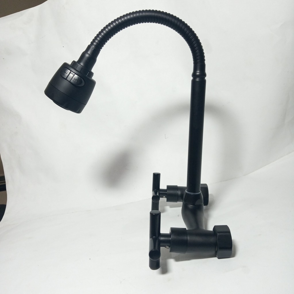 Kran Sink Flexible Tembok Kran Air Mixer Air Panas Dingin Series Black Original Bahan Full Kuningan