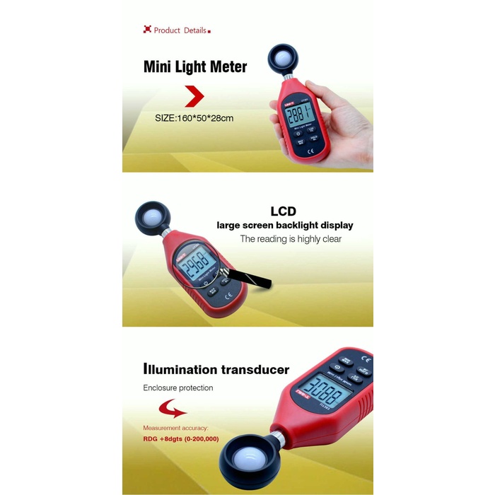 UNI-T UT383 - Luminometer Lux Meter Light Meter - Pengukur Intensitas Cahaya