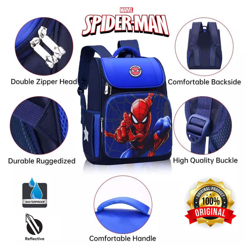 Tas Sekolah Anak Laki-Laki Ransel Anak Cowok Karakter Spiderman Backpack School Import Good Quality